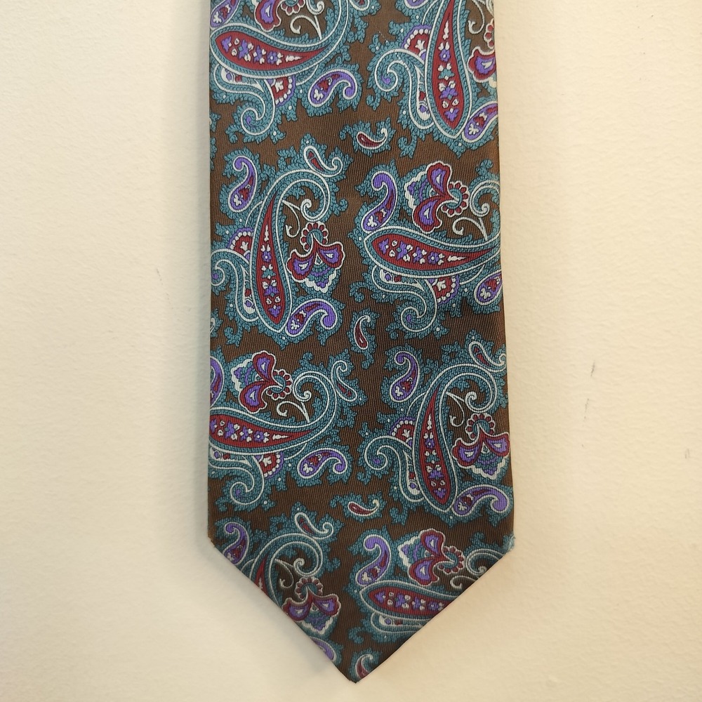 Carson Pirie Scott Vtg Silk Tie Mens‎ Paisley Silk Classic Brown Blue Purple